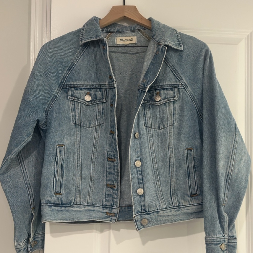 NWOT Madewell Boxy Crop Light Denim Jacket Size XS